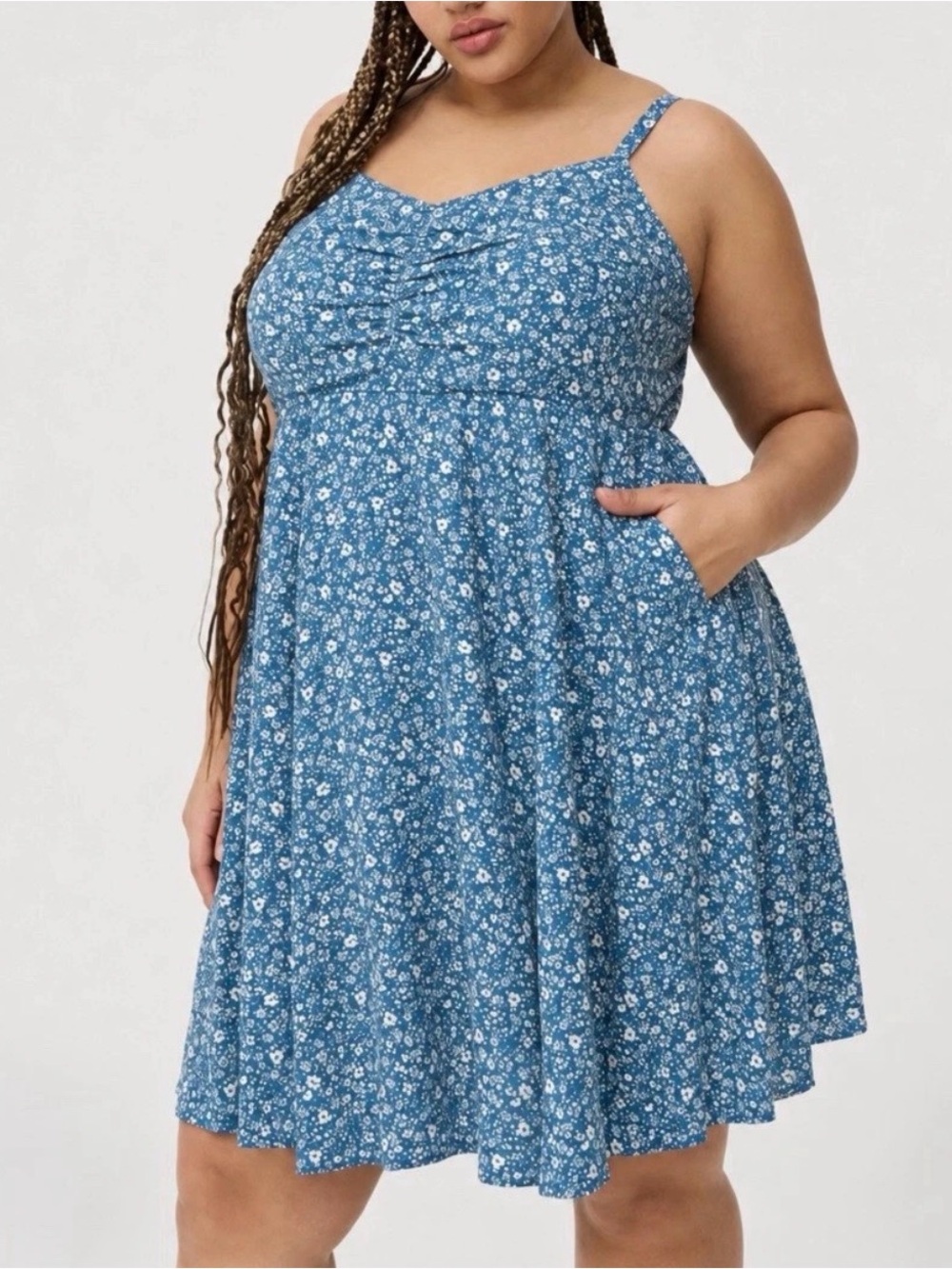 torrid Blue Floral Mini Dress with Spaghetti Straps